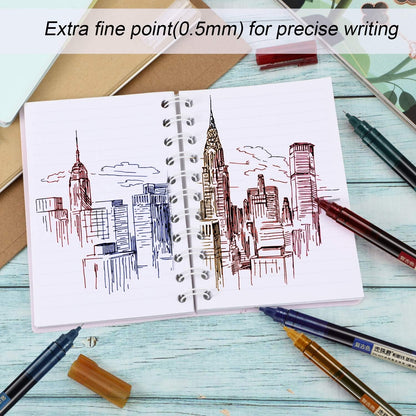Frienda 12 Pieces Rolling Ball Pens 0.5 mm Japanese Quick Drying Fine Point Pens Liquid Ink Smooth Writing for Office Student Back to School Supplies(Multicolor)