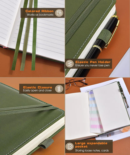Lined Journal Notebook for Women Men, 256 Numbered Pages Hardcover Leather Journals for Writing, A5 Journaling Notebooks, College Ruled Journal for Business Work School Note Taking 5.75" x 8.38" Brown
