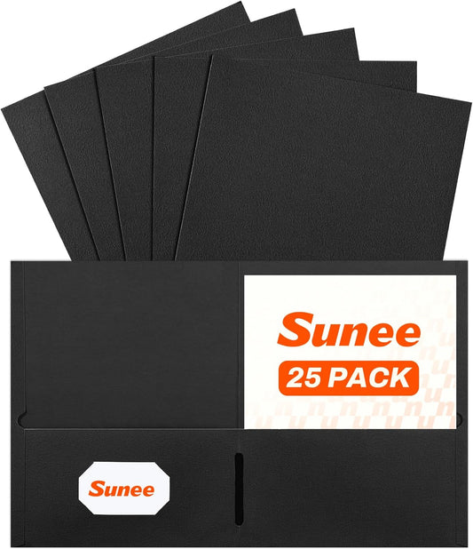 SUNEE Folders with Pockets(25 Pack, Assorted Colors), 2 Pocket Folders Fit Letter Size Paper, Paper File Folder for School Office Home Business
