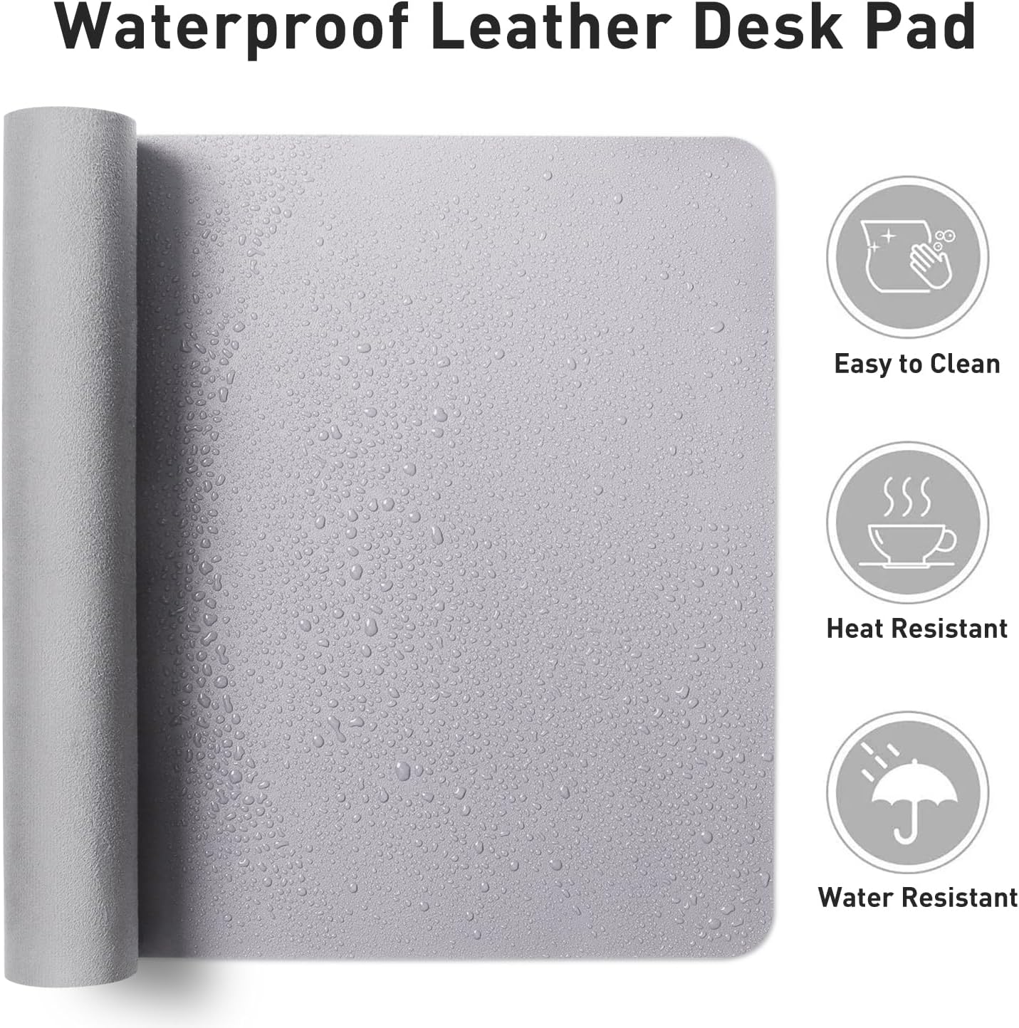 Aothia Leather Office Desk Pad Protector, Non-Slip PU Leather Desk Blotter, Waterproof Laptop Writing Mouse Pad for Office and Home, Black, 31.5" x 15.7" - Colors A