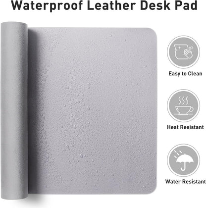 Aothia Leather Office Desk Pad Protector, Non-Slip PU Leather Desk Blotter, Waterproof Laptop Writing Mouse Pad for Office and Home, Black, 31.5" x 15.7" - Colors A