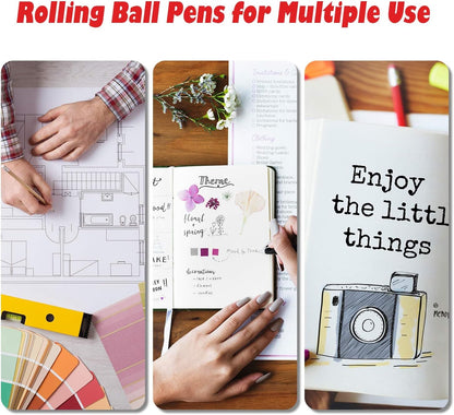 Frienda 12 Pieces Rolling Ball Pens 0.5 mm Japanese Quick Drying Fine Point Pens Liquid Ink Smooth Writing for Office Student Back to School Supplies(Multicolor)