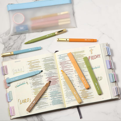 Mr. Pen- Aesthetic Highlighters and Ballpoint Pens No Bleed, 12 Pack, Pastel Colors, Bible Highlighters and Pens No Bleed, Fast Dry and No Smear for Bible Journaling, Planner, School Supplies