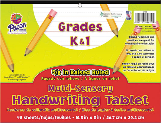 Pacon 2470 Multi-Sensory Handwriting Tablet, 10-1/2 x 8, 40 Sheets/Pad