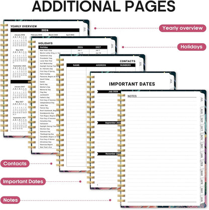 Planner 2026-2027, Academic Year Monthly and Weekly Calendar Planner, Jul 2026 - Jun 2027, Hardcover Teacher Student Planning Agenda book with Tabs, Perfect for School Office Supplies, 6.3" x 8.5" - Wildflowers