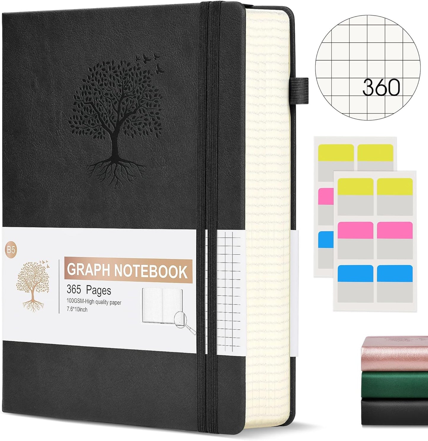 Lined Journal Notebook -365 Pages A5 Thick Journals for Writing Ruled Notebook, Hardcover Leather Journal for Women Men Daily Journal Notebook for Work, Note Taking, 100Gsm Lined Paper( 5.75'' X 8.38'' Green)