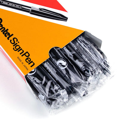 Pentel Sign Pen, Fiber-Tipped, Black Ink (S520-A), Box of 12