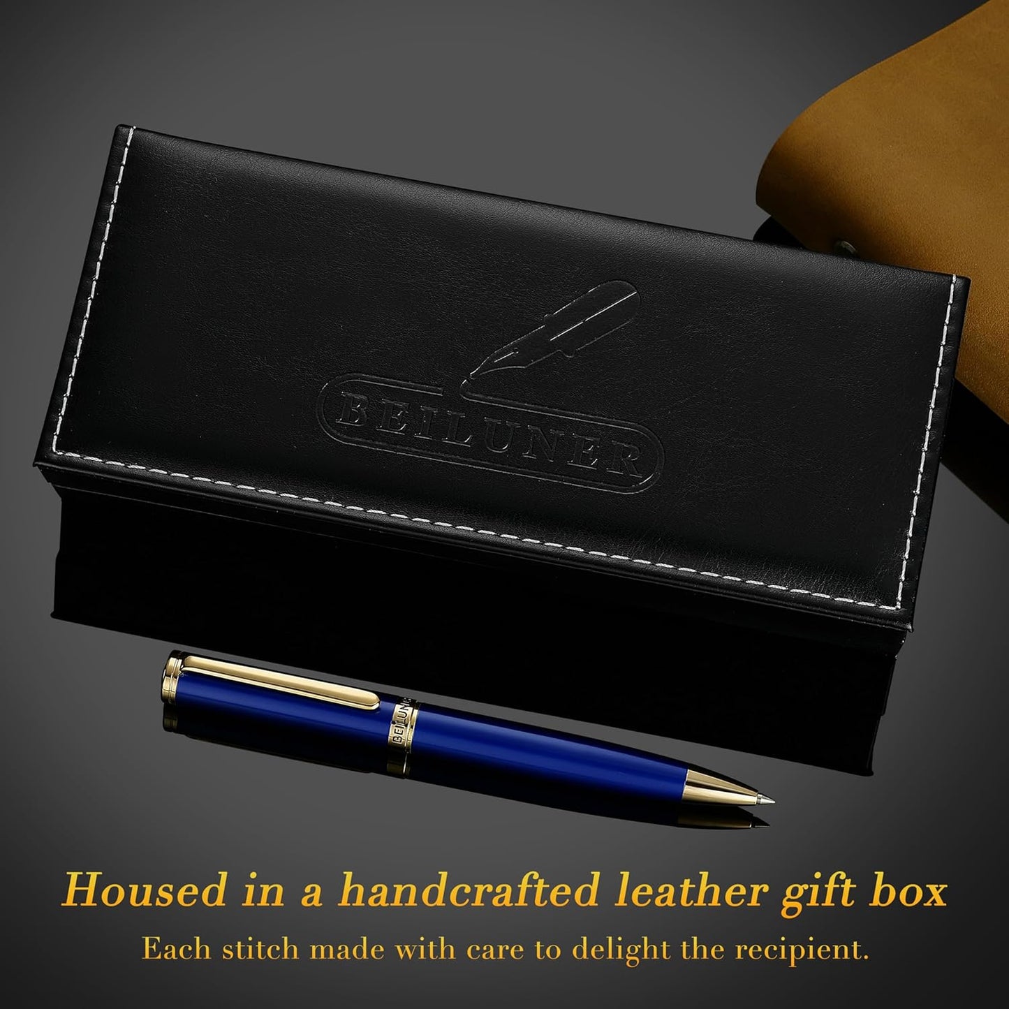 BEILUNER Luxury Gel Pen with 24K Gold Finish, Black Piano Lacquer, Luxury Grade Craftsmanship, Best Pen Gift Set for Men and Women, Professional, Executive, Office, Retractable Nice Pens