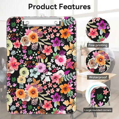 Plastic Cute Clipboard Low-Profile Metal Clip, A4 Letter Size 9 x 12.5 in, 8.5 x 11 Paper Clip Board for Teachers, Nurses, Classroom,Cute Black Cats