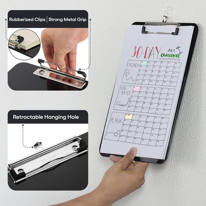 Mr. Pen- Plastic Clipboard, Letter Size, Black, Clipboard Plastic, Low-Profile Metal Clip with Retractable Hanging Hole