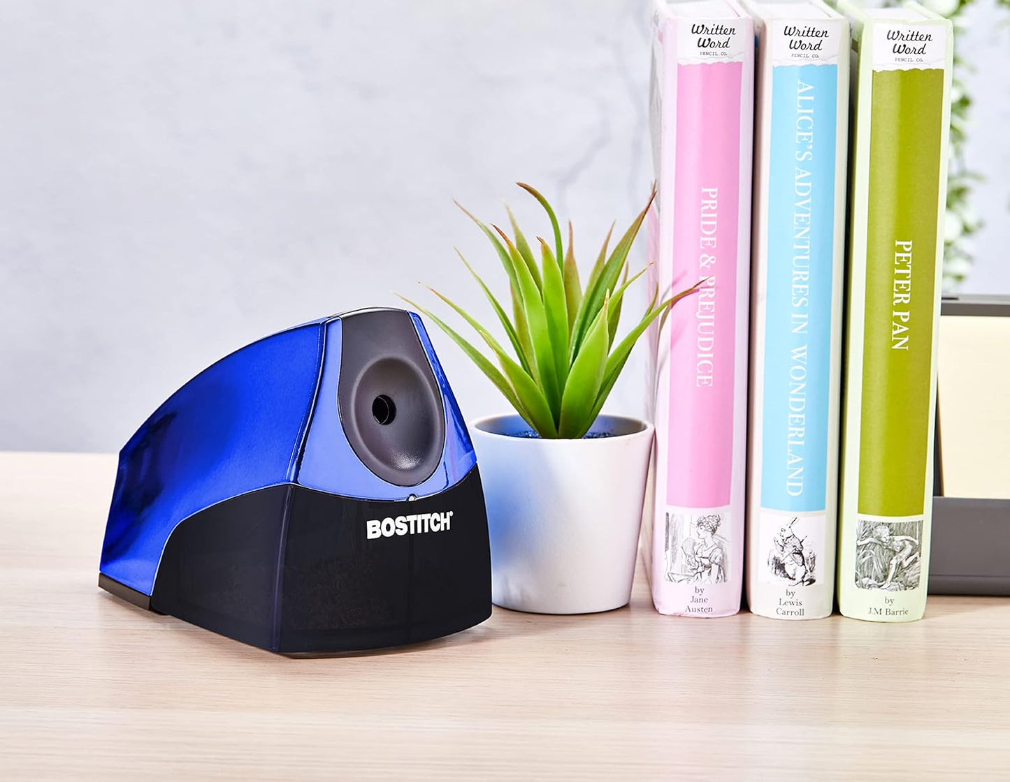 Bostitch Office Electric Pencil Sharpener for Classroom & Desk Use, Heavy-Duty Stall-Free Motor, High-Capacity Shavings Tray, Blue