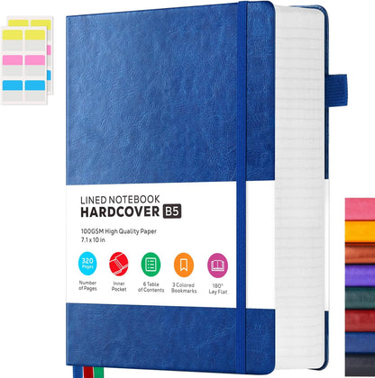 Hardcover Lined Notebook Journal for Writing, 320 Pages Leather Thick College Ruled Notebook Journal with 100GSM Paper, A5 (5.7'' X 8.4'') Daily Journal for Women Men Work Organization, Black