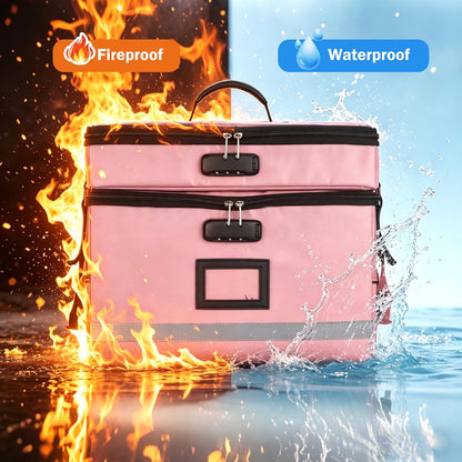 EXLIFBAG File Organizer, Fireproof File Box with Lids, Important Document Organizer Box with Lock, Portable File Folder Organizer with Handle