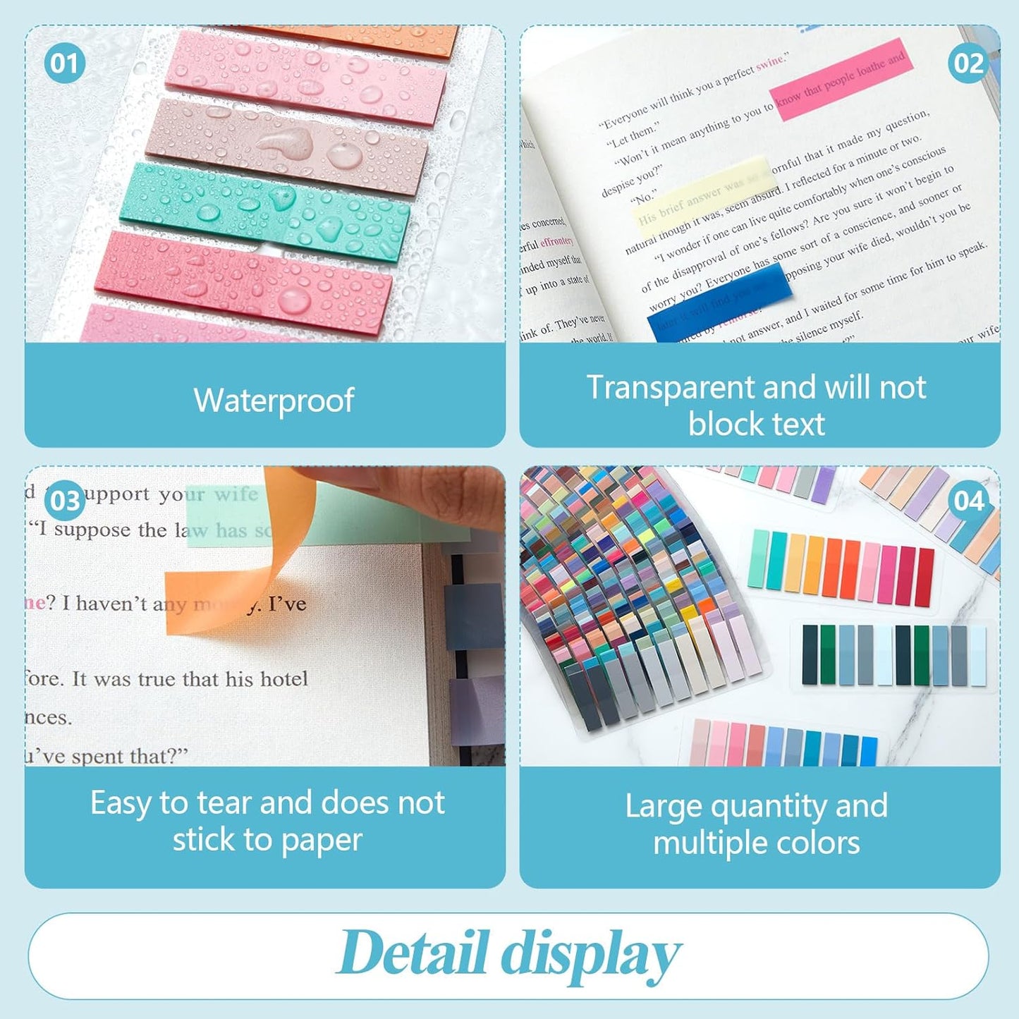 ReliThick 8000 Pcs Writable Sticky Tabs, 40 Colors Book Notes for Annotating Books, Self-Adhesive Index Tabs for Bible, Planner, Notebook, School & Office Supplies