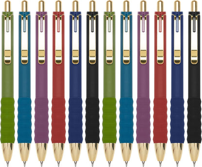 Linbsunne Gel Pens Black Ink Pen 0.5mm fine Point Pens Smooth Writing Retractable Office Supplies (12-count)