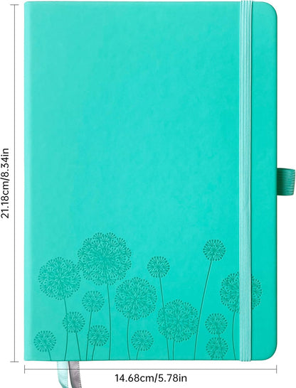 Notebook Journal for Women,A5 Hardcover Leather Journaling Notebooks for Work,200 Pages Travel Journal for Women Men with Pen Holder and Ribbon,5.78"×8.34"(Turquoise)