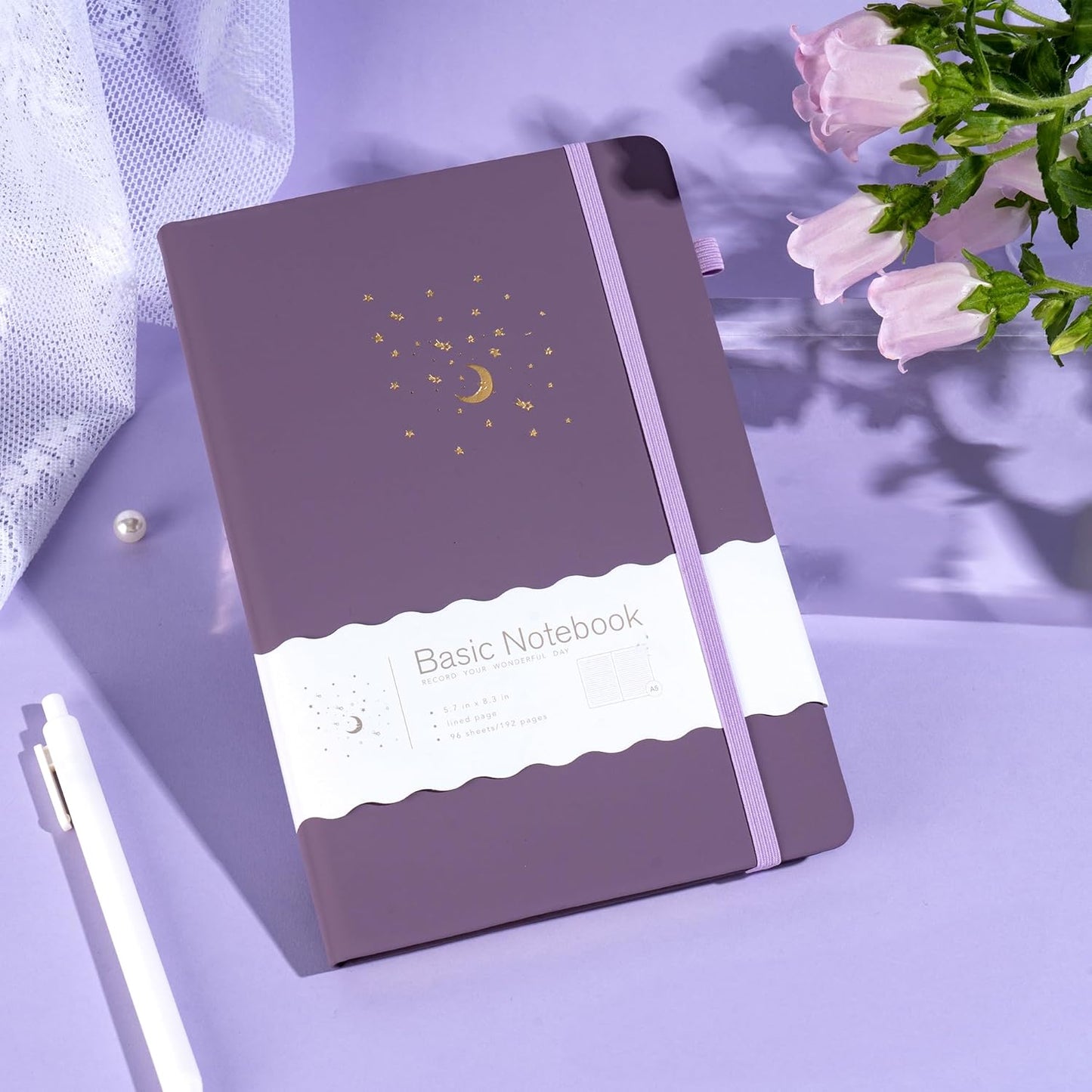 CAGIE Journal Notebook for Women Men, Hardcover Lined Notebooks Journals for Writing Work Journaling Note Taking Diary with Pen Loop (Black Ruled), Gifts, 5.7" x 8.3", 196 Pages