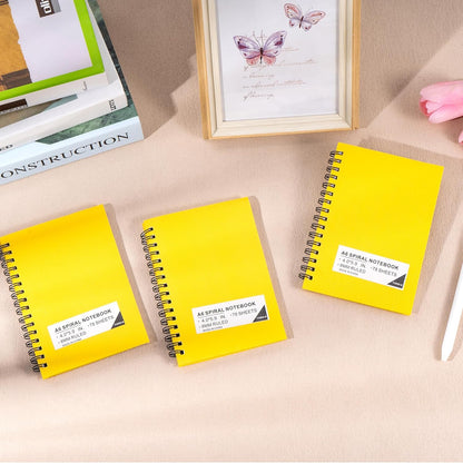 FLYING EAGLE 3 PCS Small Spiral Notebooks 4x6, A6 Cute Mini Journal Plastic Hardcover 8mm Ruled Notebook, Yellow 234 Sheets/468 Pages, 3 Pack Small Ruled Notebooks for School Work