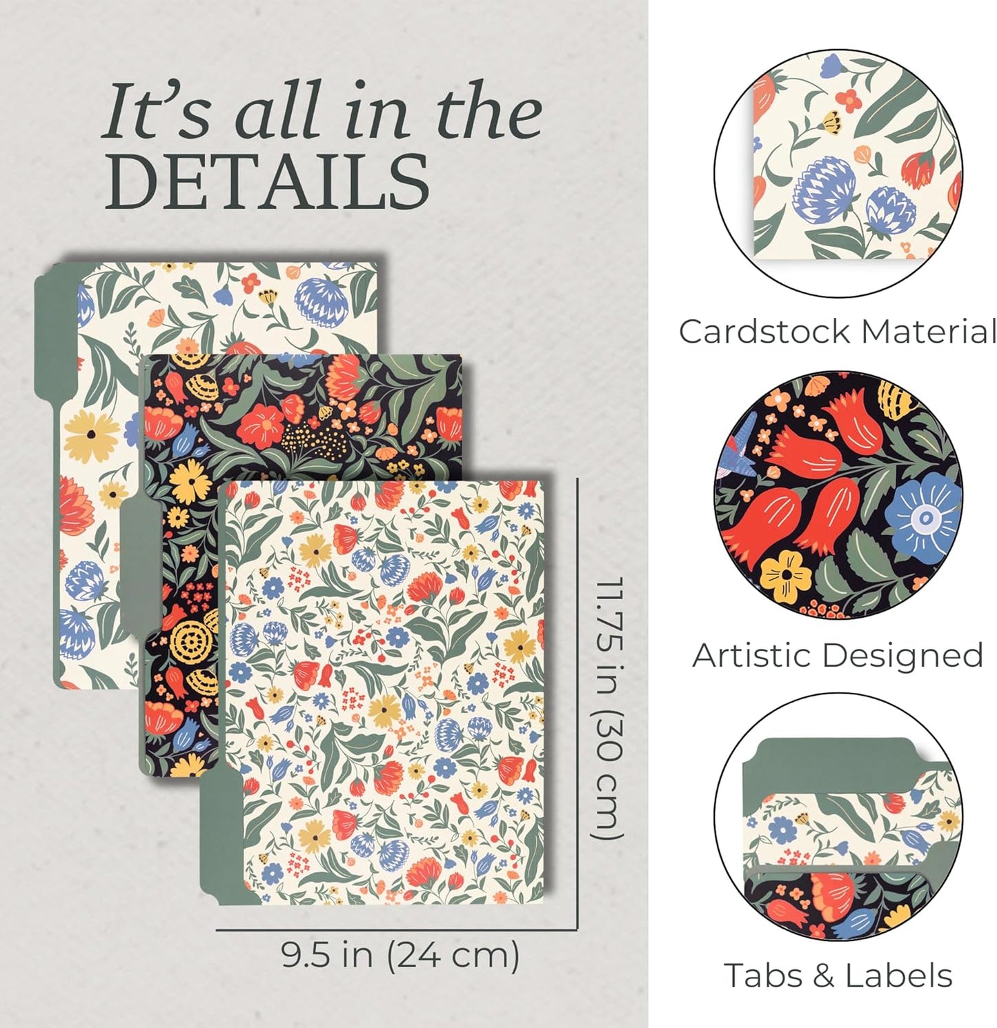 Steel Mill & Co Cute File Folders, Set of 9, Document Organizer for Filing Cabinet, Decorative Letter Size Files, Wanderlust
