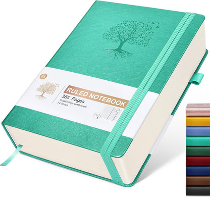 Lined Journal Notebook -365 Pages A5 Thick Journals for Writing Ruled Notebook, Hardcover Leather Journal for Women Men Daily Journal Notebook for Work, Note Taking, 100Gsm Lined Paper( 5.75'' X 8.38'' Green)