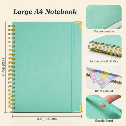 Graph Paper Notebook, Spiral Grid Notebook 8.5" X 11", Hardcover Leather Journal 300 Pages, 100GSM Thick Grid Paper Notebook, Large A5 Graphing Notebook Journal for Women Men Writing Engineering Work