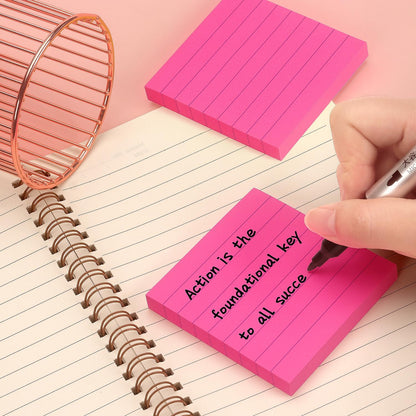 Lined Sticky Notes 3x3 Sticky Notes with Lines Self-Stick Notes Bright Color 4 Pads 90 Sheets/Pad (Pastel)