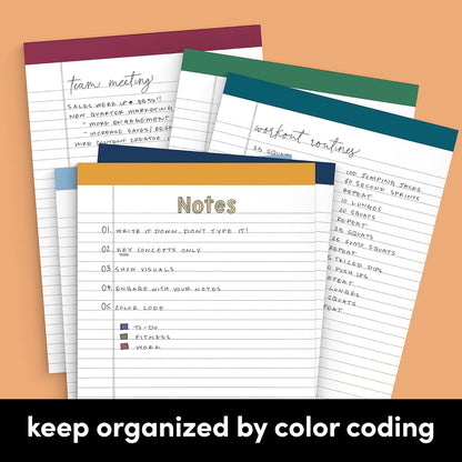 PAPERAGE Lined Legal Pads, (Rainbow), 6 Pack, 50 Sheets Each, Wide/Legal Ruled, Note Pads, Paper, 5 inches x 8 inches