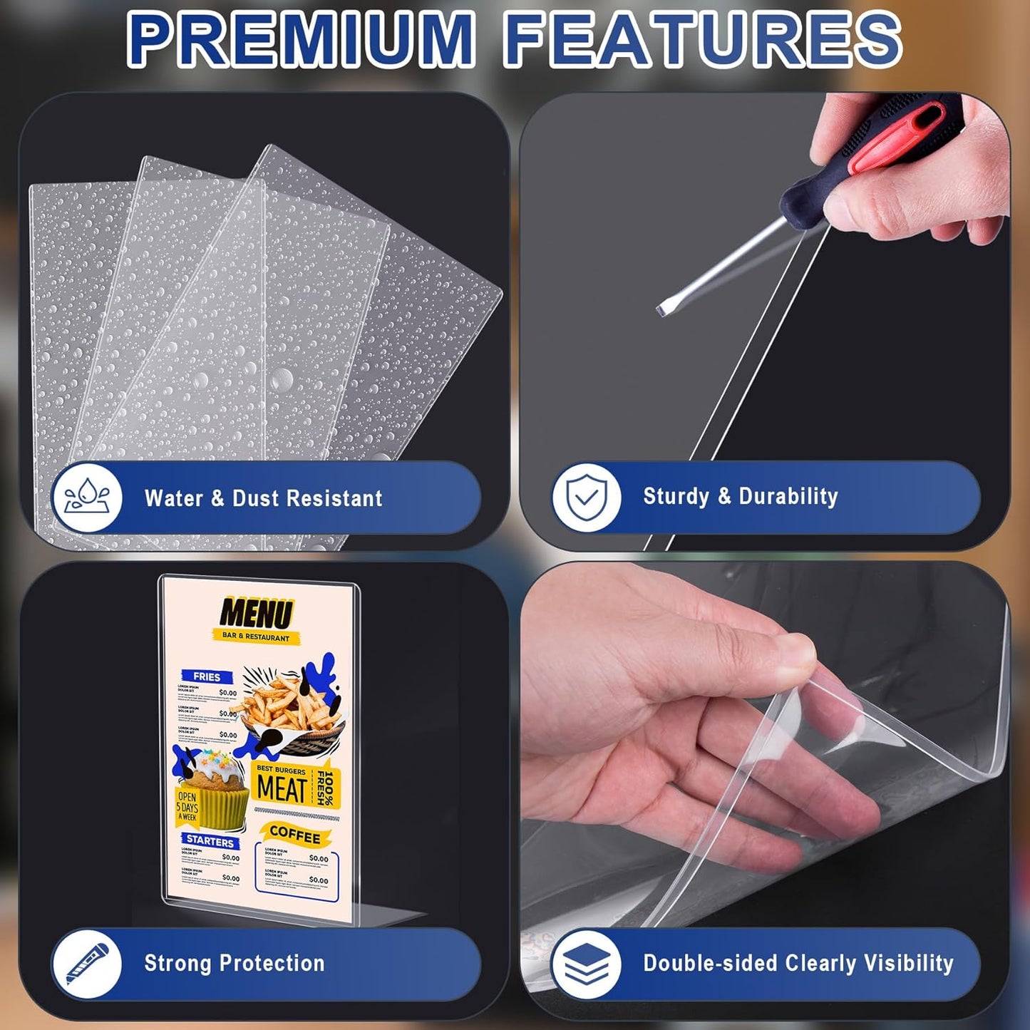 AKONEGE 5PCS 9" x 12" Rigid Print Protectors Clear Plastic Sheet Protectors, Heavy Duty Top Loading Document Holder, Menu Cover, Photo Poster Sleeves Hard Plastic Sleeves for Paper Art Prints
