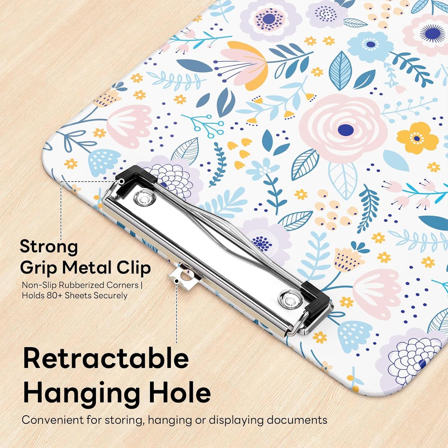 Plastic Cute Clipboard Low-Profile Metal Clip, A4 Letter Size 9 x 12.5 in, 8.5 x 11 Paper Clip Board for Teachers, Nurses, Classroom,Cute Black Cats