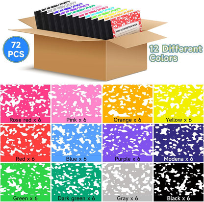 24 Pack 9.75 x 7.5 in Large Composition Notebooks Bulk 12 Color Wide Ruled Composition Books Marble Journal Notebook 60 Sheets per Book for Aldult Student College Office Back to School Supplies