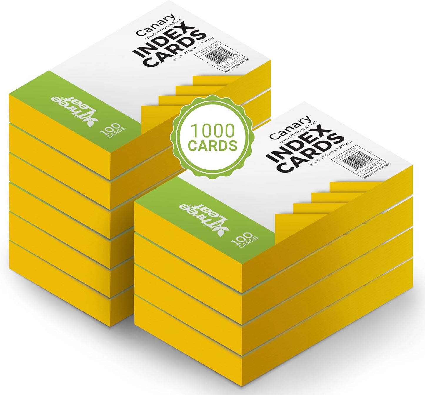 THREE LEAF 3 X 5, INDEX CARDS RULED, 100 CT. WHITE, Ruled Flash Cards, Study Card, Memo Pad, For To-Do List, Art And Craft Projects