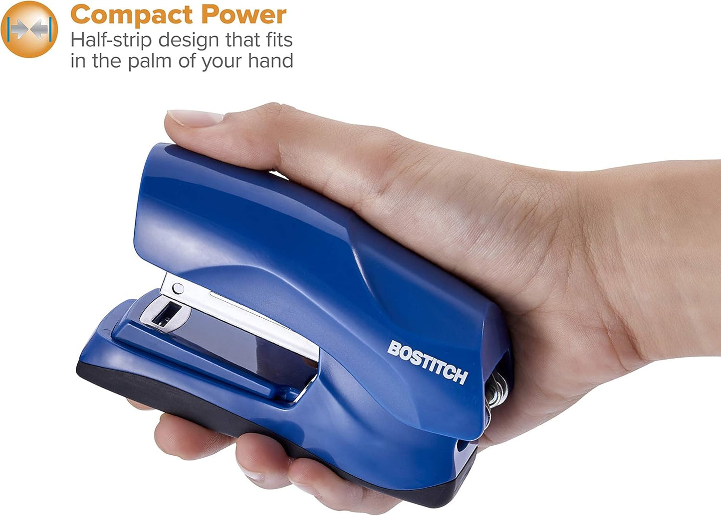 Bostitch Office Heavy Duty Stapler, 40 Sheet Capacity, No Jam, Half Strip, Fits into the Palm of Your Hand, For Classroom, Office or Desk, Black
