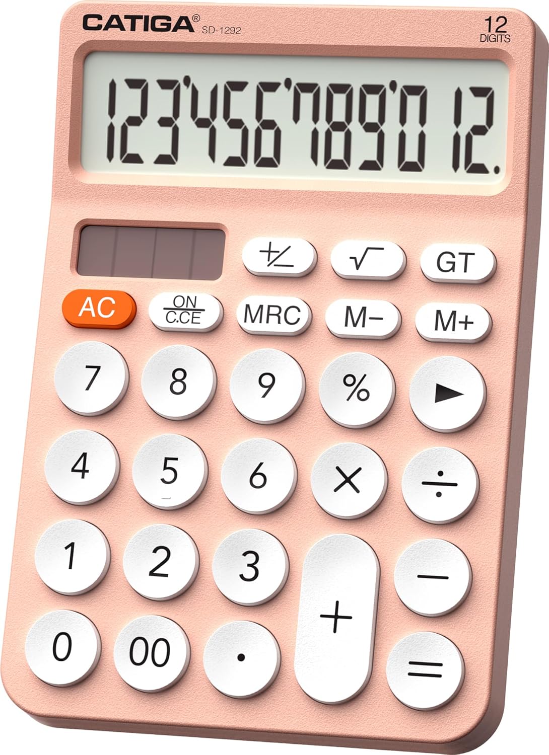 CATIGA 12 Digit Desktop Calculator Basic Desk Calculator with Large LCD Display, Big Buttons, 4 Function, Solar and Battery Dual Power, for Office, School, Home, SD-1292 Green