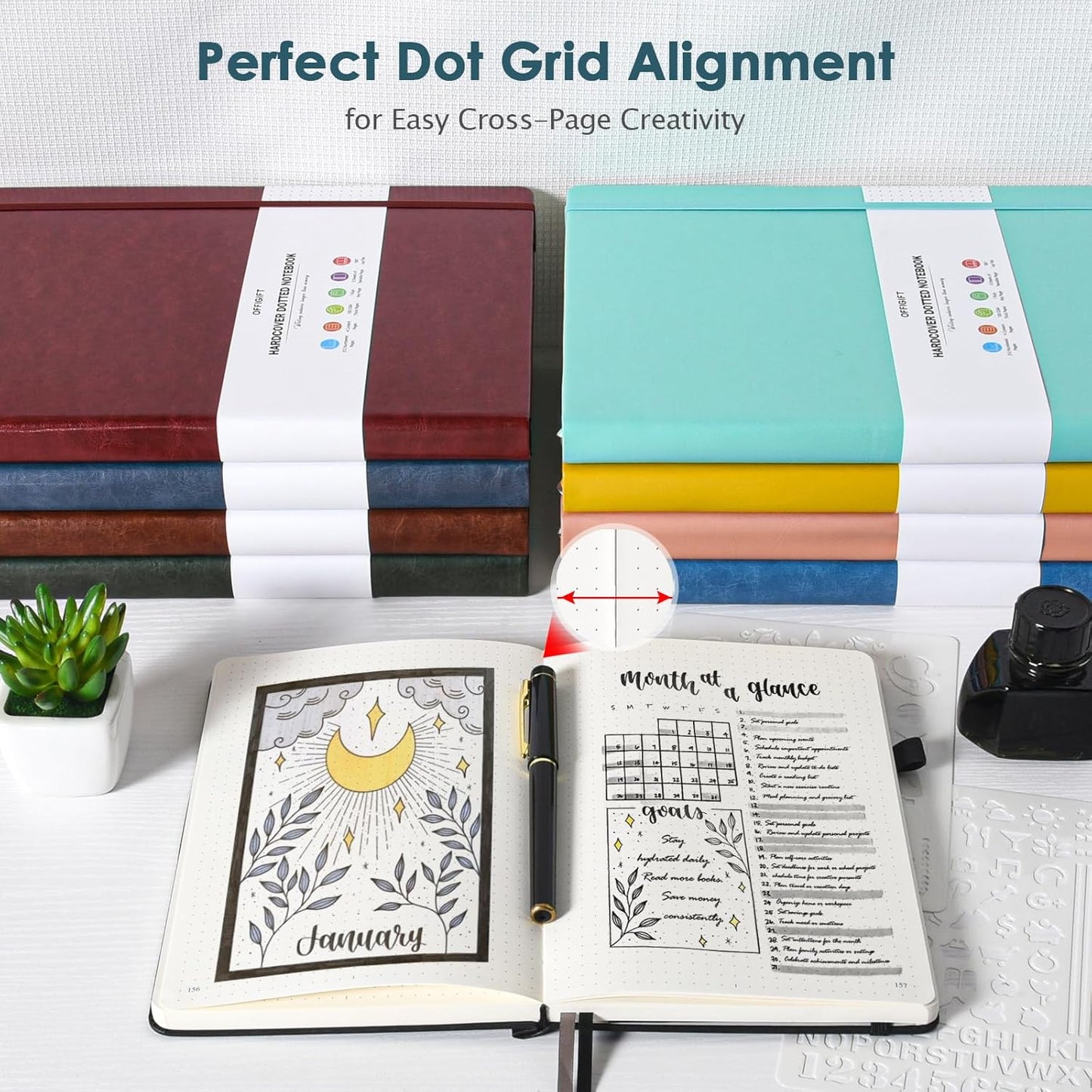 5 Pack College Ruled Notebook, 312 Numbered Pages Thick Notebooks Bulk, 100gsm No Bleed Paper Hardcover Leather Journal, Lined Journal Notebook Set for Women Men School Office, A5, Multicolor