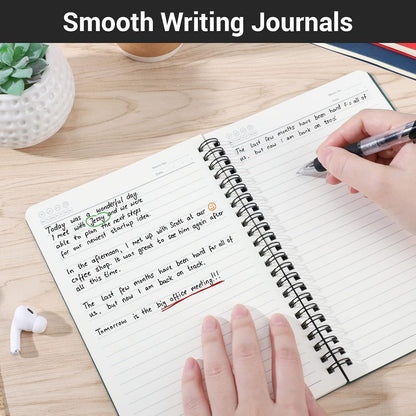 EUSOAR Spiral Lined Notebook, A5 3packs 5.5"X8.3" 120 Pages Lined Travel Notebooks Journal, Memo Notepad Sketchbook, Students College Office Business Diary Ruled Spiral Book Journal-3Colors Covers