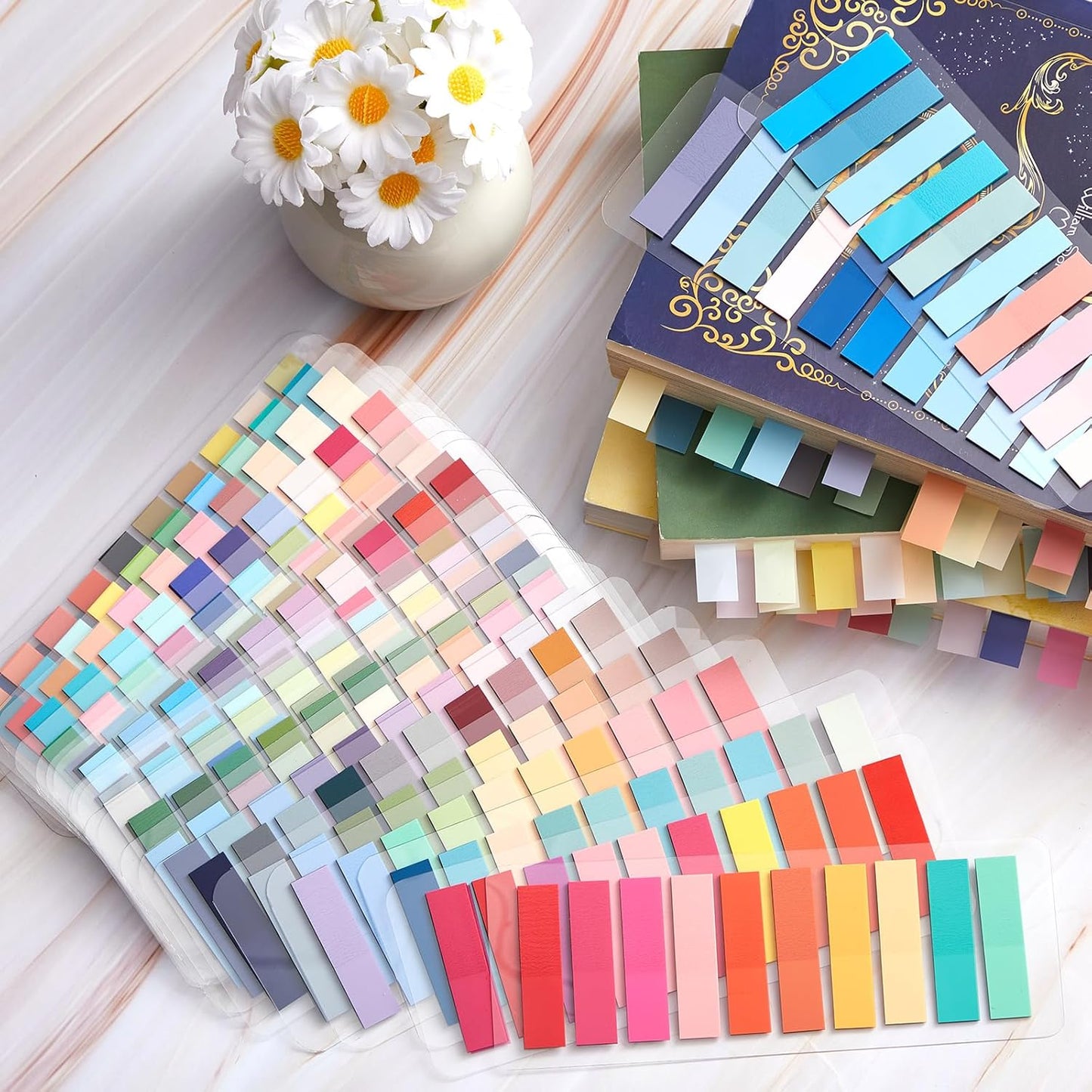 ReliThick 8000 Pcs Writable Sticky Tabs, 40 Colors Book Notes for Annotating Books, Self-Adhesive Index Tabs for Bible, Planner, Notebook, School & Office Supplies