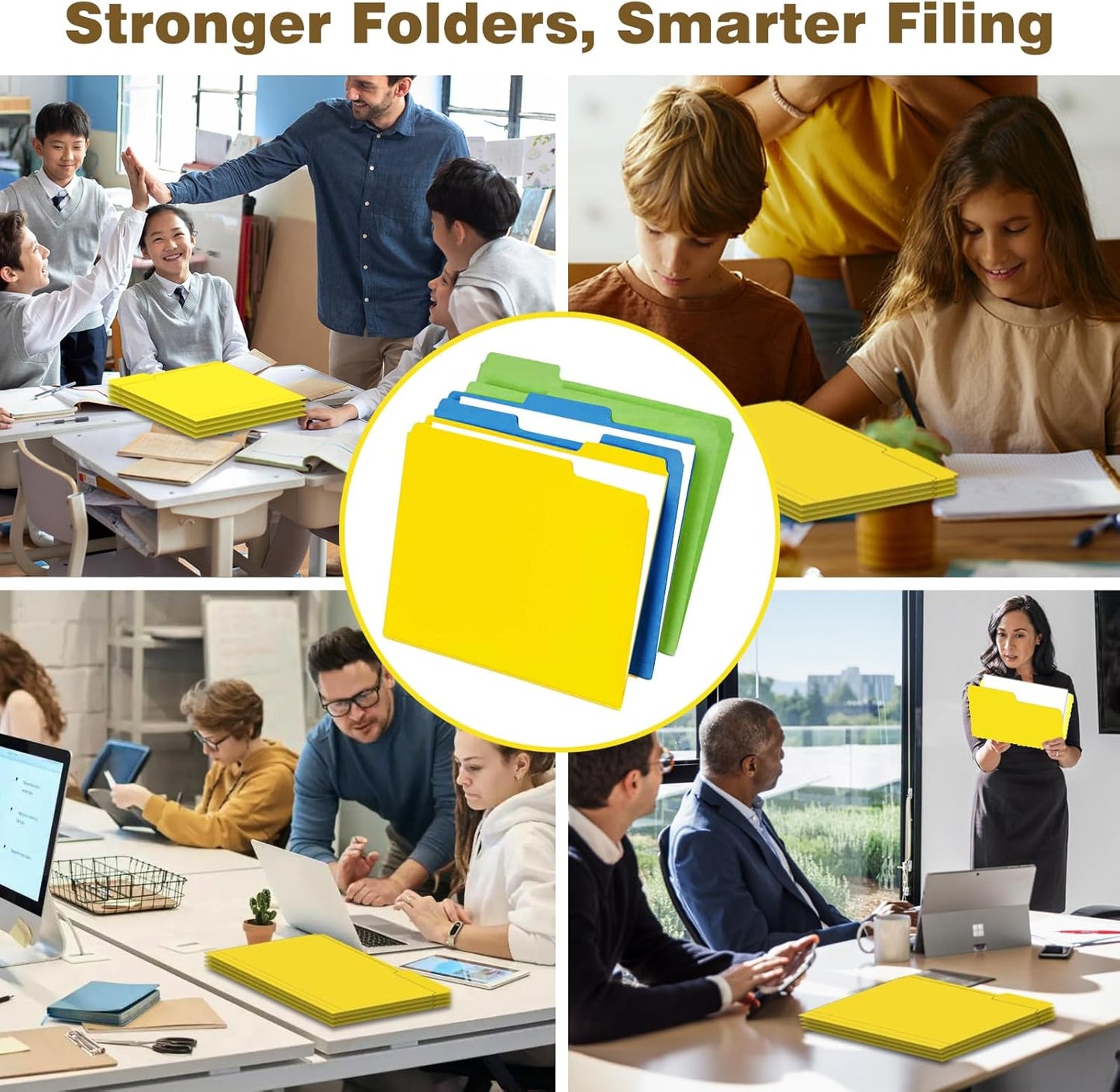 Manilla Folders 8.5 x 11 File Folders Letter Size Manila Folder with 1/3 Cut Tab 100 Pack Paper Folders for Office, School, Home, Business Filing Supplies Made in USA