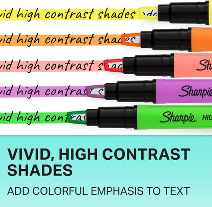 Sharpie Clear View Highlighter Sticks, Chisel Tip, Assorted Fluorescent, 8 Count - School, Home, and Office Use, Teacher Supplies