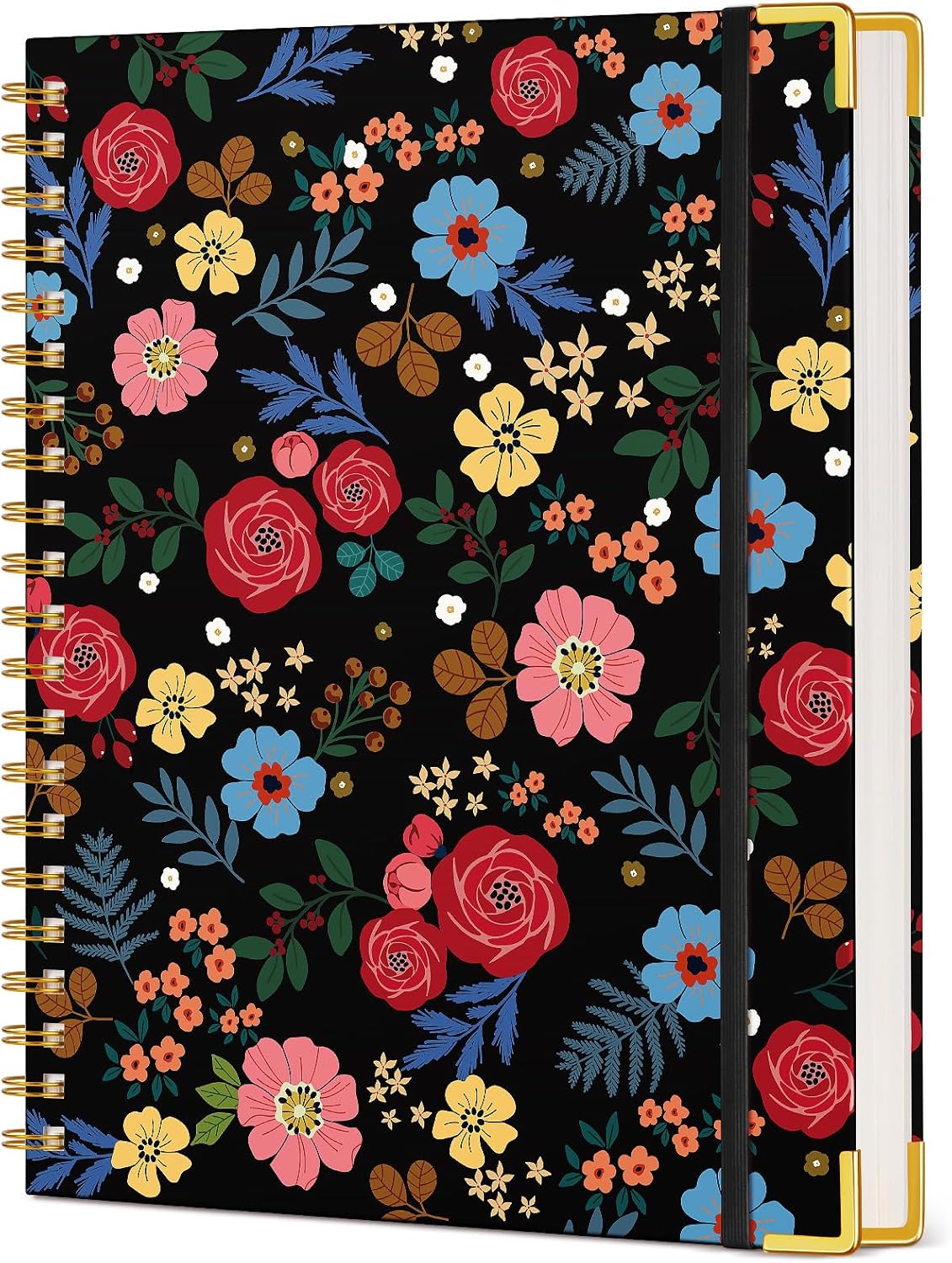 Cute Spiral Notebook Journal for Women, 200 Pages Lined Notebooks 8.5” x 11”, A4 Large Hardcover Spiral Journals with 100 GSM Thick Paper, College Ruled Notebook for Writing Work School, Orange Floral
