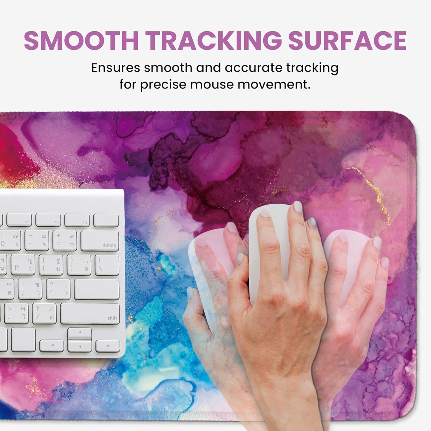 Large Mouse Pad for Desktop, Cute Desk Mat Pad Protector for Work & Gaming, Aesthetic Pretty Anti-Slip Laptop Blotter Cover for Office School Home Supplies, Wildflowers, 31.5" x 11.8"