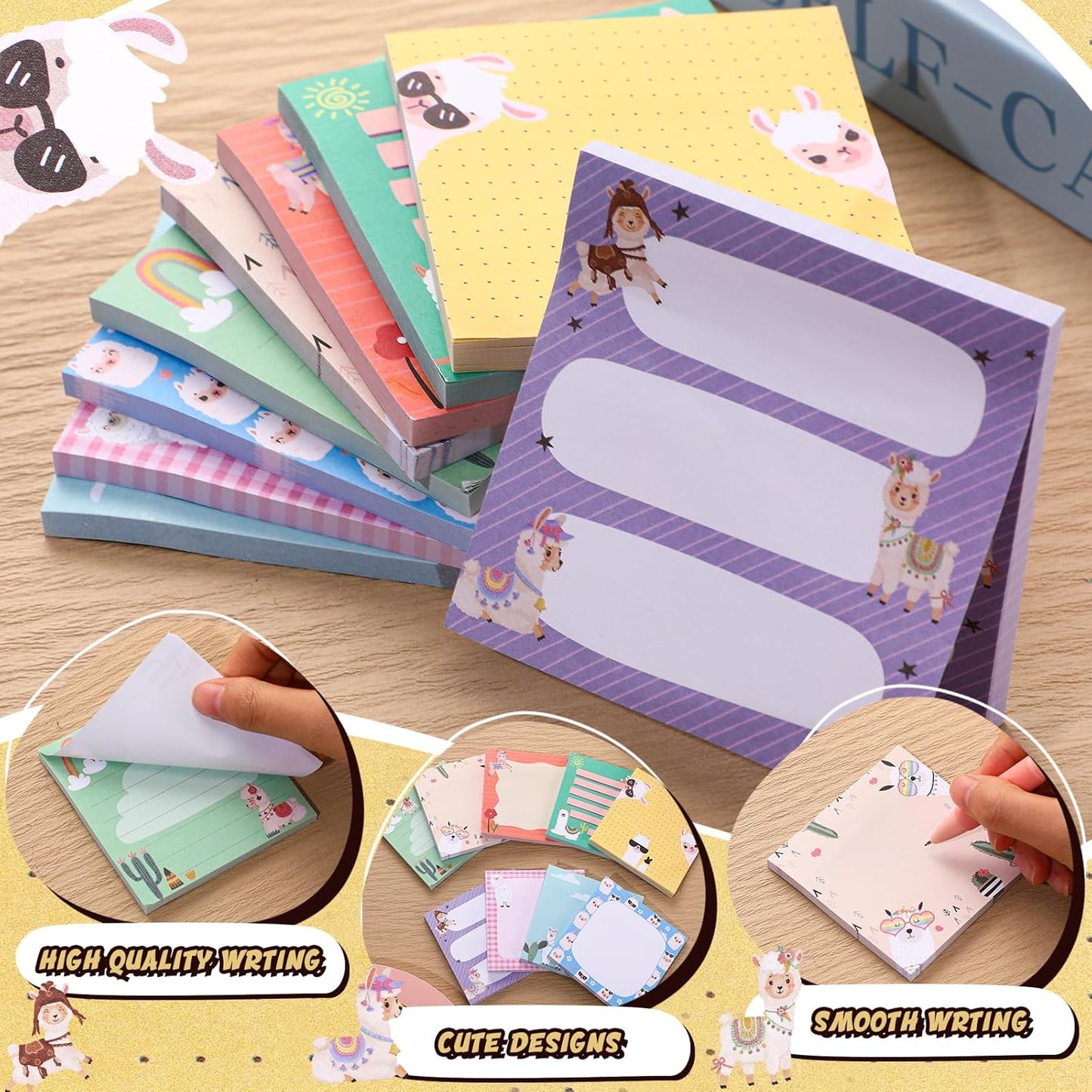 9 Pads Wildflower Sticky Notes 3x3 Inch Cute Self Stick Notepads Notes Adhesive Memo Pad Office Decor Gifts for Students School Teacher Meeting Office Supplies