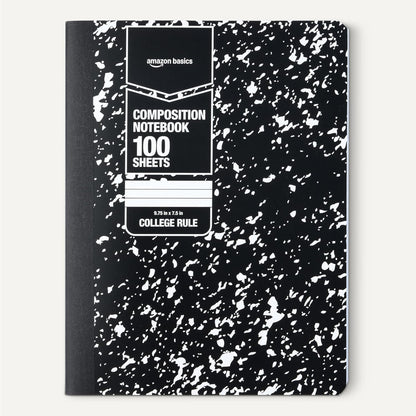 Amazon Basics Composition Notebook, College Ruled, 100 Sheets, 9.75" x 7.5", Assorted Marble Colors, 12-Pack