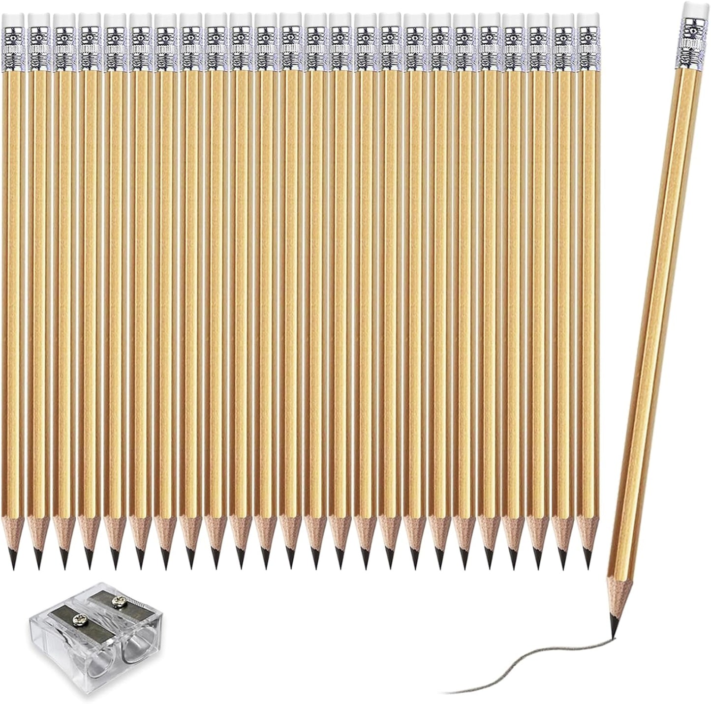 Adhere 25pcs Woodcase Pencils with Eraser Premium Pre-Sharpened Hexagon Graphite 2B pencils ideal for home, office writing including a Free Sharpener(Pink・25pcs)