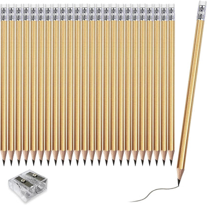 Adhere 25pcs Woodcase Pencils with Eraser Premium Pre-Sharpened Hexagon Graphite 2B pencils ideal for home, office writing including a Free Sharpener(Pink・25pcs)
