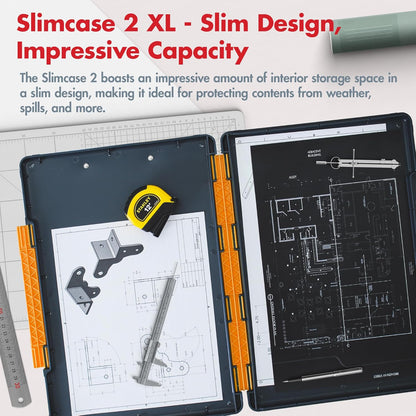 Dexas Legal Size XL Slimcase 2 Storage Clipboard, Gray with Green Clip, 15.5" x 10.5"