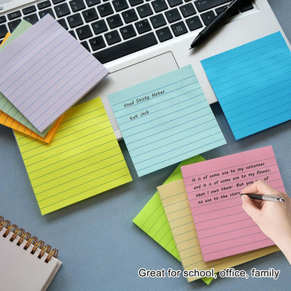 9 Pack Lined Sticky Notes 4x6 in Post Sticky Notes with Lines, 9 Bright Colors Self Sticky Notes Pad Its, Large Ruled Sticky Note for Office, Home, 35 Sheets/Pad