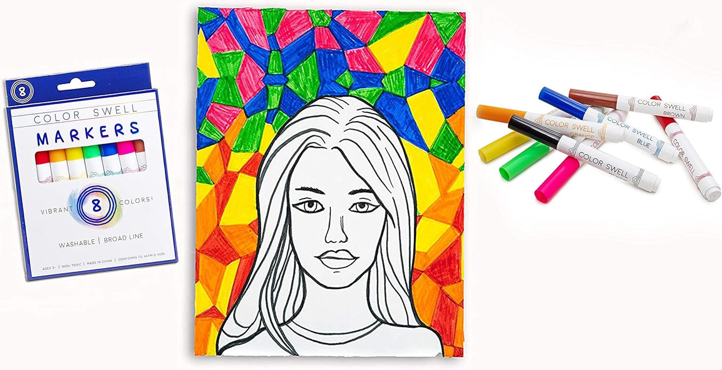 Color Swell 8-Pack Broad Line Markers – Washable, Non-Toxic, Ideal for Kids, Students, Adults, and Classroom Activities