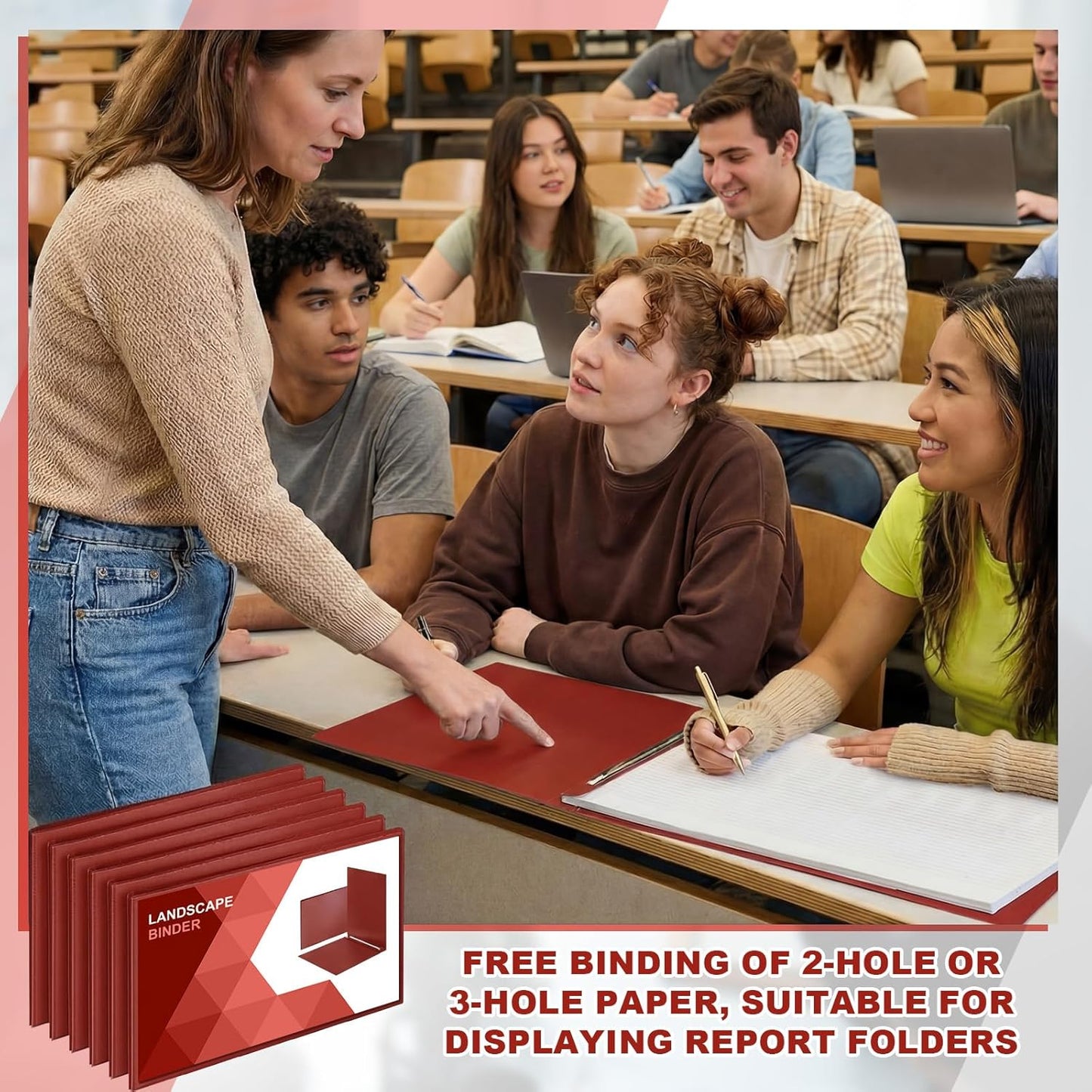 12 Pcs 11''x17'' Report Covers, Binder Folders with Clear Pocket, Capacity Presentation Binder Folder with 3" Metal Prong Paper Fastener for School Portfolio Business Document Storage Proposals(Red)