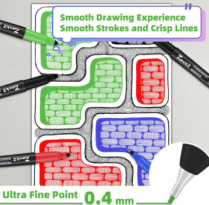 Ultra Fine Point Permanent Black Marker, 18 pack Permanent Markers, Permanent Markers Ultra Fine Tip 0.4 mm Tip, Waterproof & Fade-Proof Ink, Quick Drying, Writing on Paper, Plastic, Metal, Glas