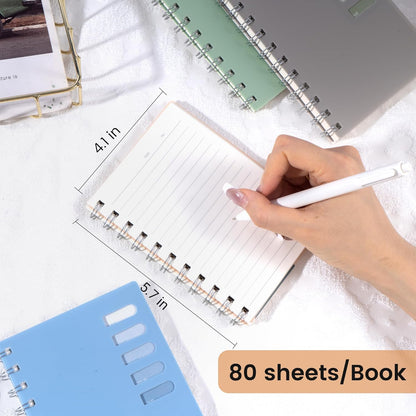 Yoment 4 Pack A5 Spiral Notebooks - 5.7x8.25 Hardcover Spiral Bound Notebook Journal, 160 Pages College Ruled, for Writing, Note Taking, Journaling, Study (Multicolor)